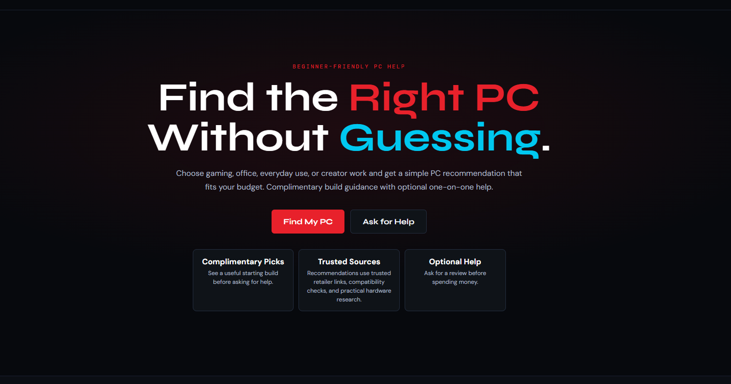 BuildWise PC website homepage screenshot